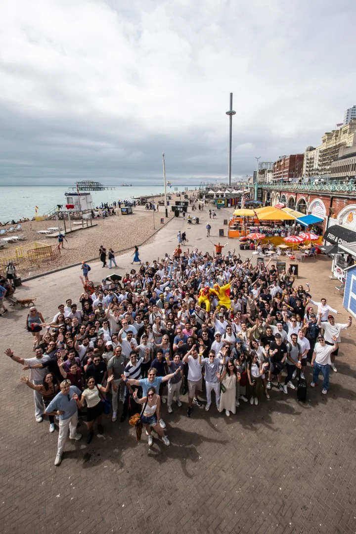 The full 300-person cohort gathered in Brighton before the hunt begins