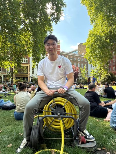 university students laughing while completing challenges