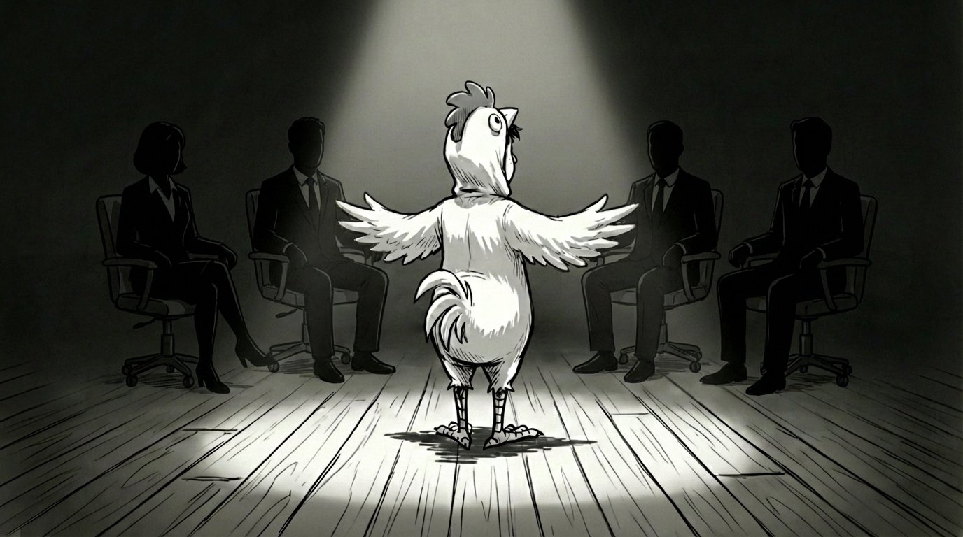 Pitching in the chicken costume