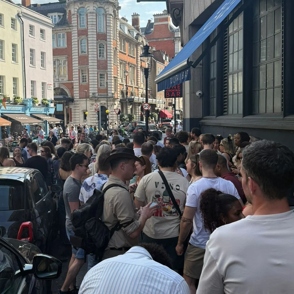 A street in Soho packed with singles before the hunt